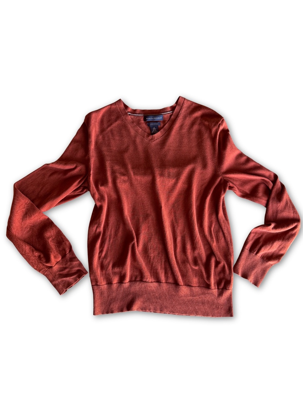 Vintage Banana Republic Silk V Neck Sweater in Burnt Orange S